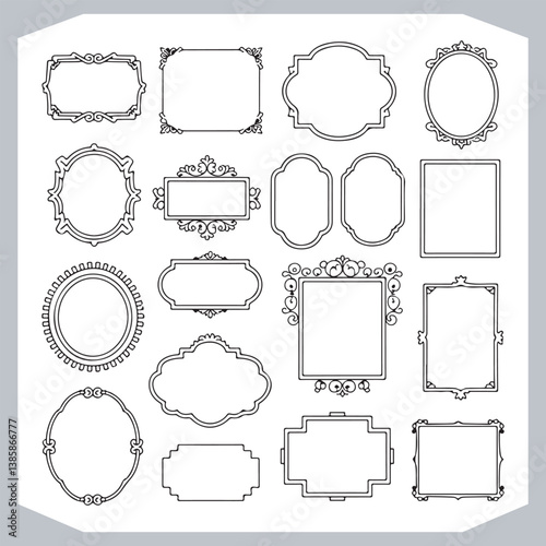 Obraz na płótnie Calligraphic Decorative Ornamental Frames Collection Vintage Labels and Design Elements w salonie