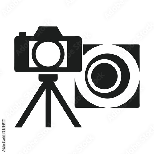 Professional Photography Setup Camera on Tripod with Studio Lighting