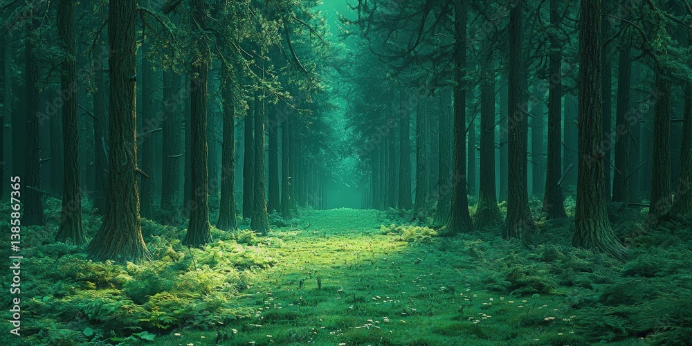 Obraz premium a forest with a path leading through it