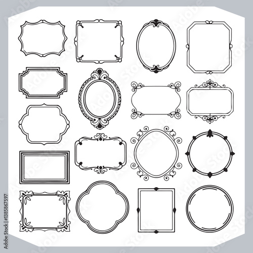 Obraz na płótnie Calligraphic Decorative Ornamental Frames Collection Vintage Labels and Design Elements w salonie