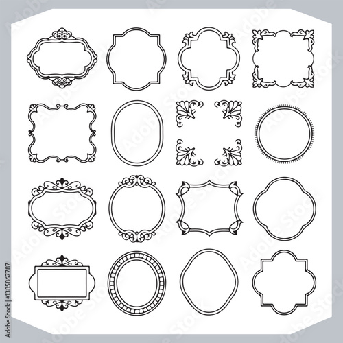 Obraz na płótnie Calligraphic Decorative Ornamental Frames Collection Vintage Labels and Design Elements w salonie