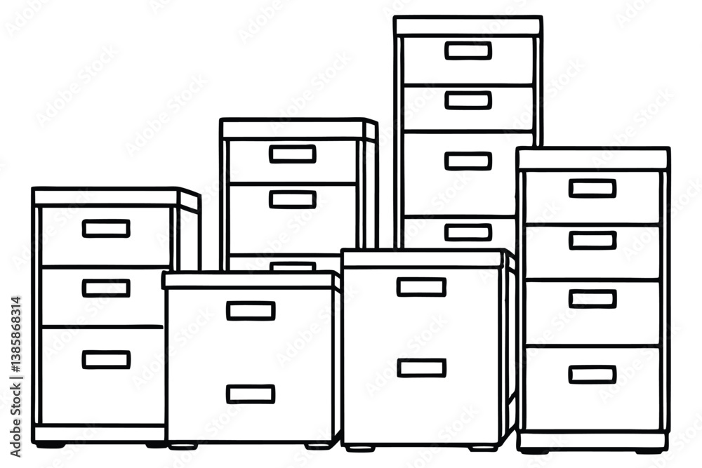 Filing Cabinet Line Art Creative Sketch for Business Documents Filing Cabinet Line Art Creative Sketch for Business Documents