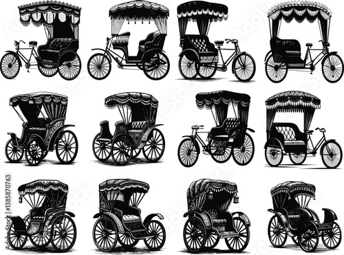 Indian Rickshaw vector icon, rickshaw,  road, city, design, culture, taxi, tourism, auto rickshaw, automobile, driver, yellow, people, green, black, isolated, public, drive, floral, service, tricycle,