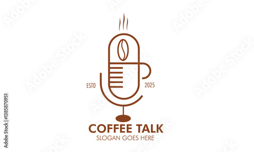 minimalistic coffee podcast logo design concept coffee logo for business or podcast.
