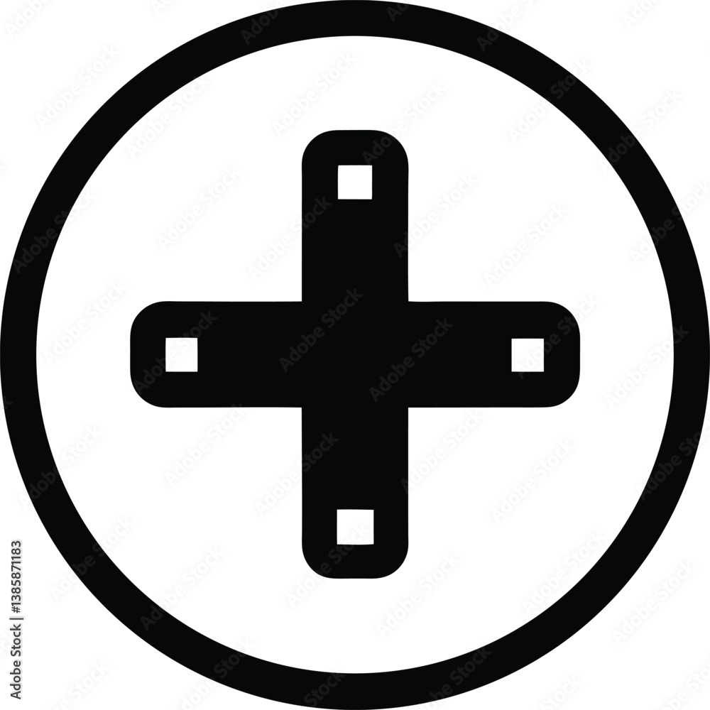 Obraz premium Add Item Positive Sign Silhouette Black Vector