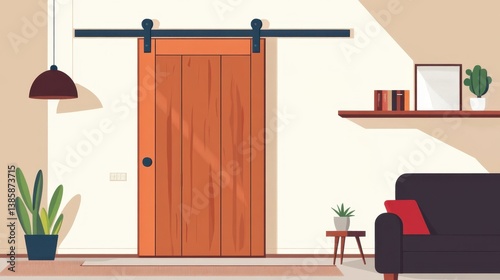 Modern Interior with Rustic Sliding Barn Door