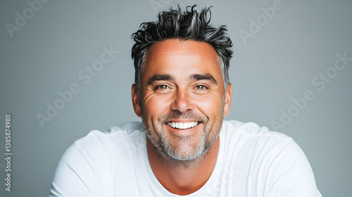 Portrait of a Smiling Man in a White Shirt photo