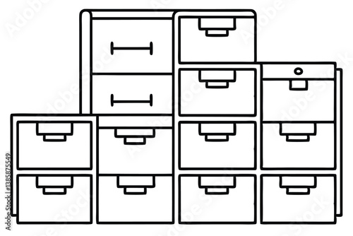 Filing Cabinet Line Art Drawing for Organization Inspired Artwork 