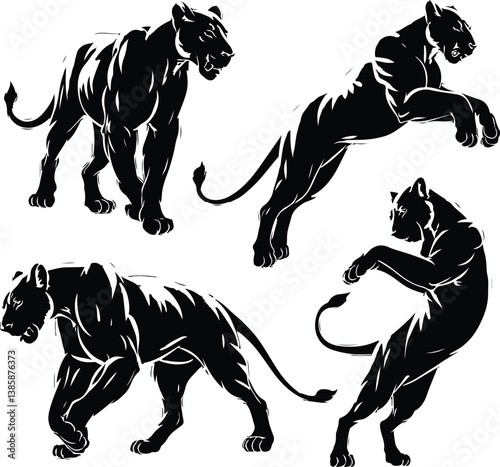 Lioness Silhouette Set | Wild Animal, Safari Wildlife, and Jungle Predator Vector Collection Webcam  silhouette set silhouette  seo top rengkin 48 tag coma thakbe and 2 titel  o thakte hobe