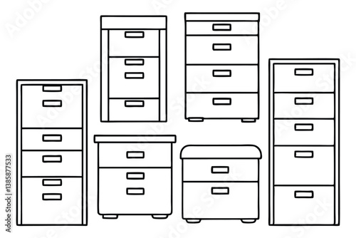 Filing Cabinet Line Art Minimal Style for Modern Illustration 
