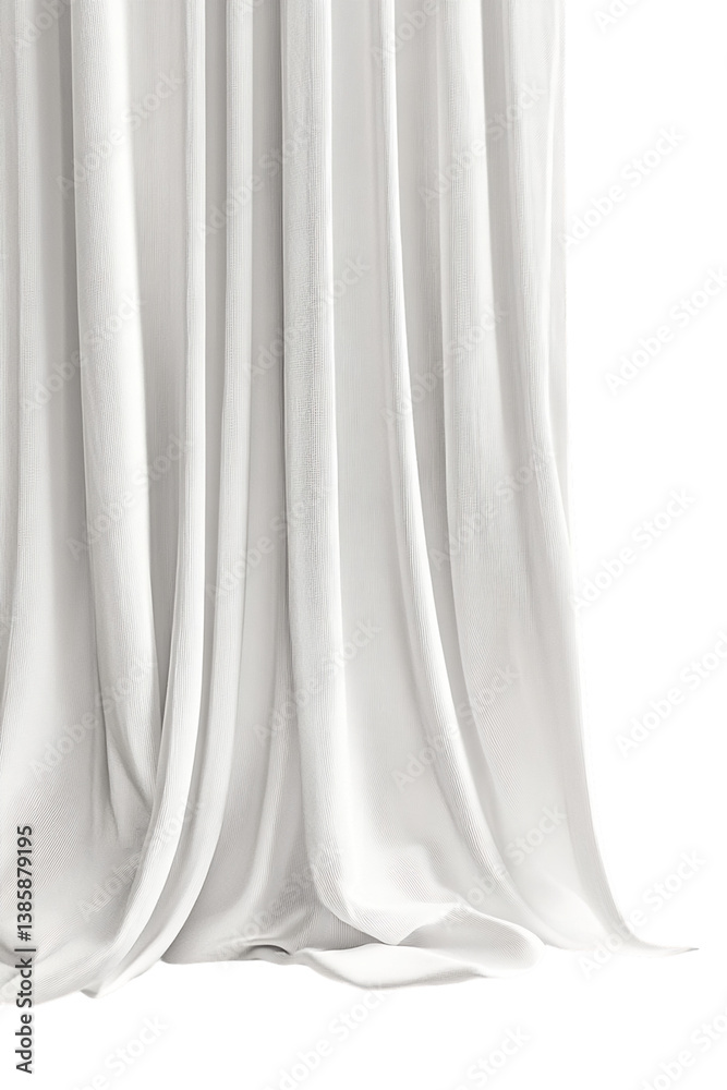 White Sheer Curtains with Soft Drapes Against Transparent Background, PNG White Sheer Curtains with Soft Drapes Against Transparent Background, PNG