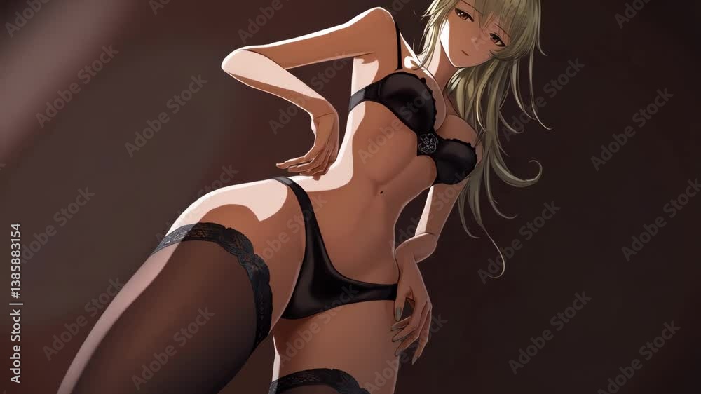 Explore the stunning art style of a captivating character in elegant lingerie showcasing manga and anime aesthetics