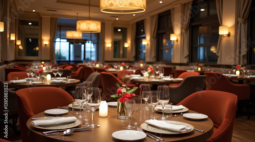 Luxury restaurant with set tables 