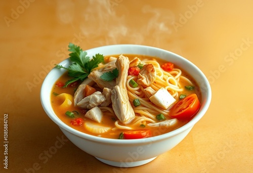 Italian Laksa Soup in a white ceramic bowl