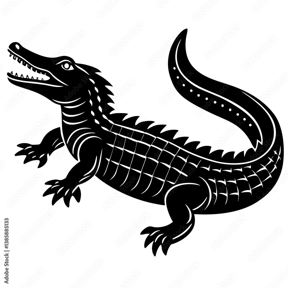 Fototapeta premium Printable crocodile vector – cartoon, clipart, and line art design for digital use.