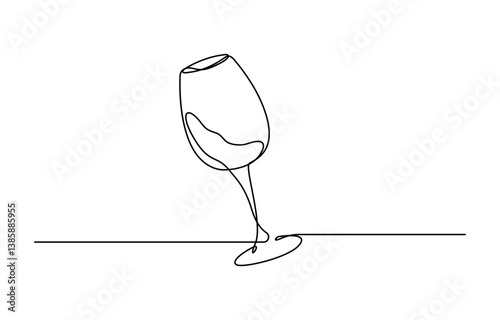 Wine Glass in a Single Line, Continuous Flow of Elegance.