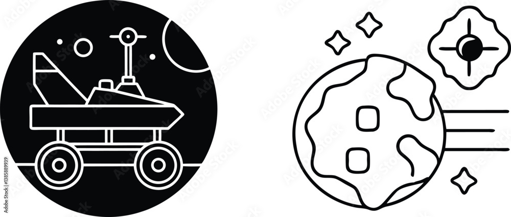 Fototapeta premium Space Exploration Rover on Mars, Asteroid Impact, Planetary Science