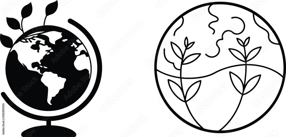 Obraz premium Global Ecology Earth, Plants, Environment, Sustainability, Globe