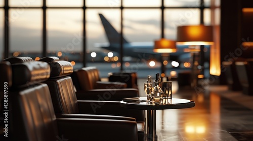 Airport Lounge Sunset Serenity: Luxurious Relaxation Before Flight