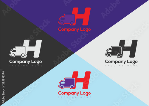 Delivery letter logo template with truck