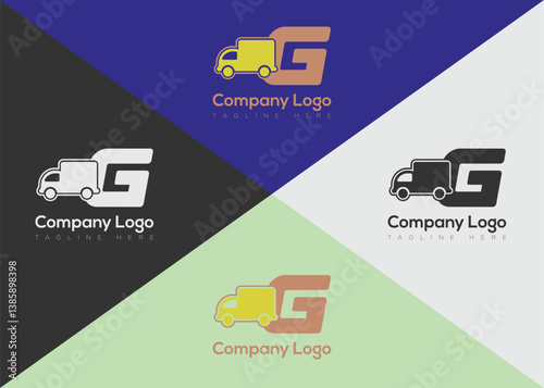 Delivery letter logo template with truck