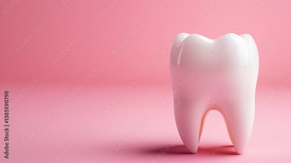 Close-up of a white, healthy tooth against a soft pink backdrop, promoting the importance of oral health and bright, confident smiles. Close-up of a white, healthy tooth against a soft pink backdrop, promoting the importance of oral health and bright, confident smiles.