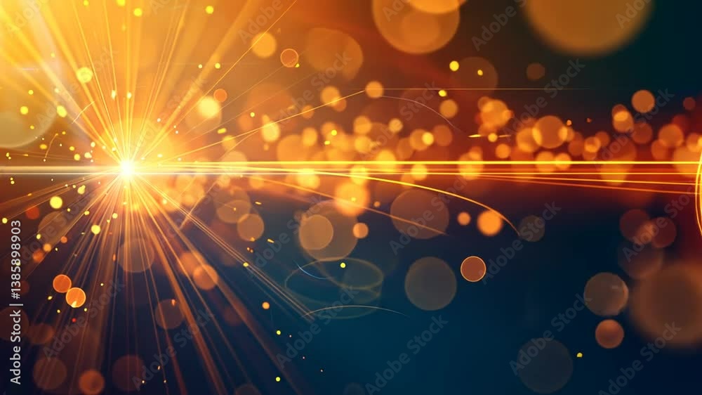 Orange leuchtende Kreise mit Lichtstrahlen
