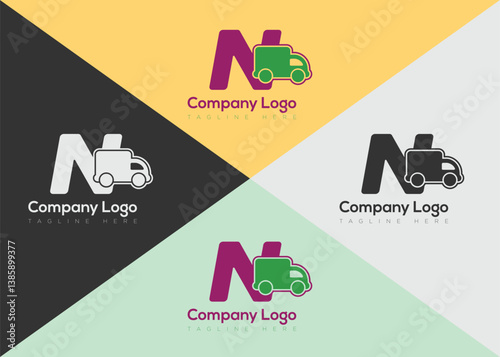 Delivery letter logo template with truck