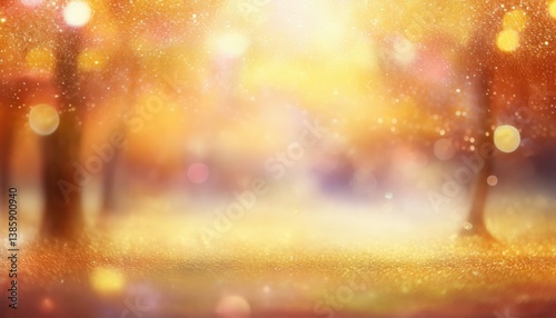 golden autumn forest blur with dreamy bokeh light for seasonal backgrounds, greeting cards, or inspirational posters

