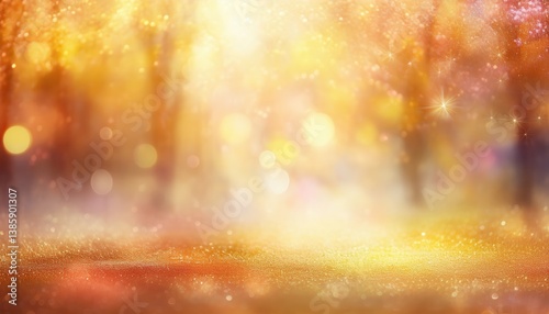 golden autumn forest blur with dreamy bokeh light for seasonal backgrounds, greeting cards, or inspirational posters

