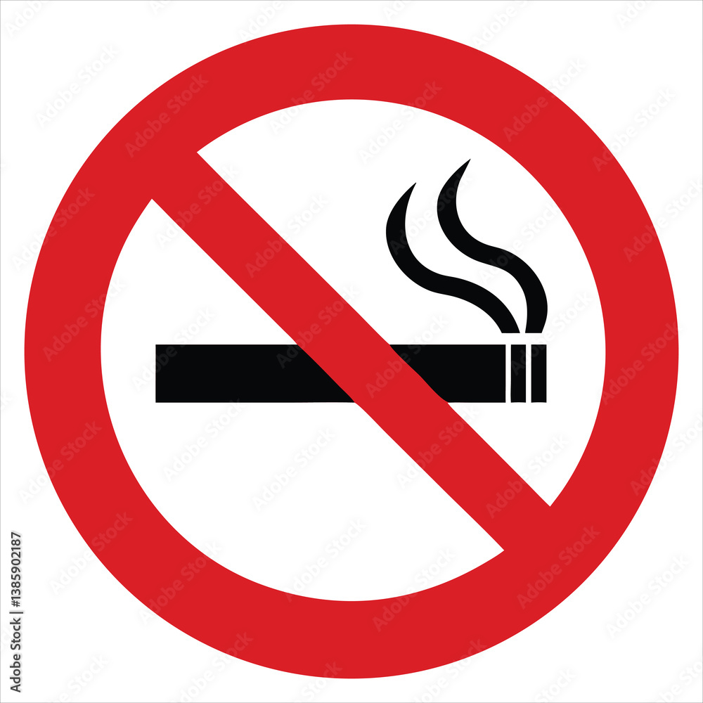 Classic No Smoking Vector Icon with Red Circle and Crossed Cigarette for Public and Healthcare Use
Classic No Smoking Vector Icon with Red Circle and Crossed Cigarette for Public and Healthcare Use