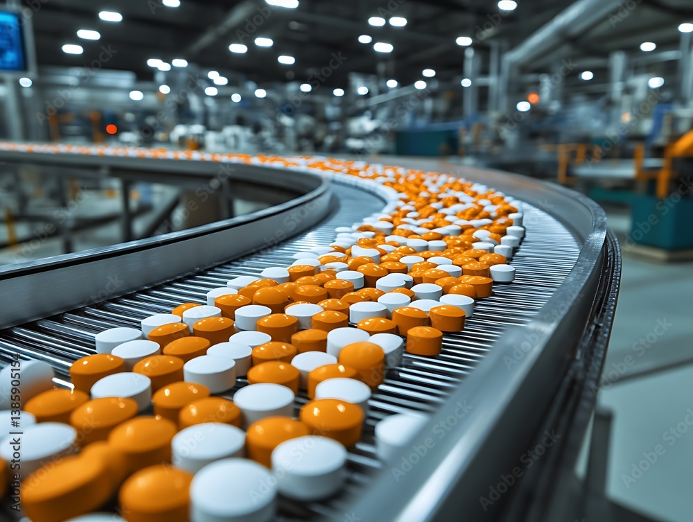 Fototapeta premium Pill Production Line in Factory