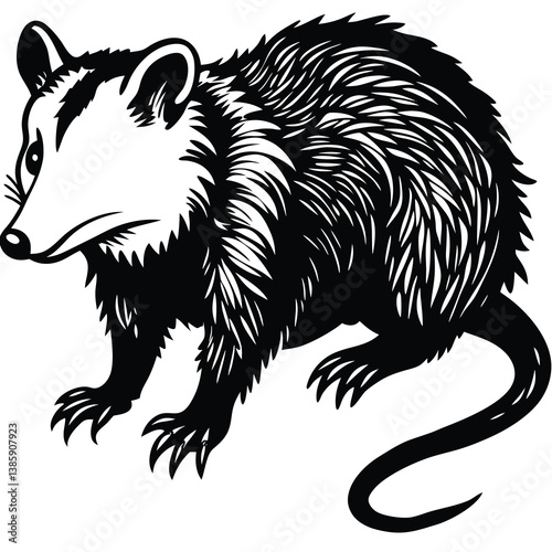 Adobe Illustrator ArtwoColor vector illustration of children's activity coloring book pages with pictures of Animal opossumrk
