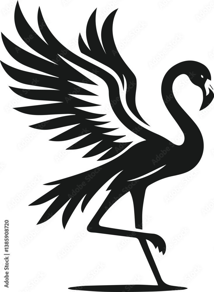 Fototapeta premium Black vector of a flamingo bird