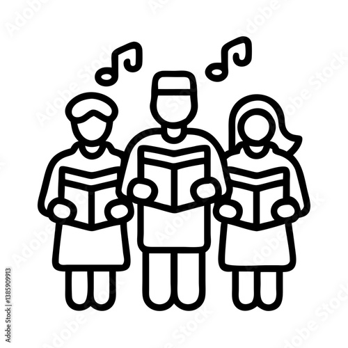 Choir singing vector design, music group illustration, choral performance, musical ensemble icon, line art