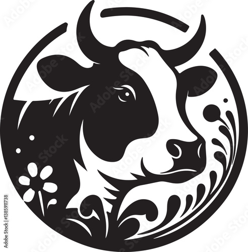 Cow black silhouette vector