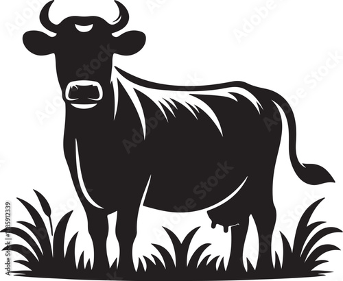 Cow black silhouette vector