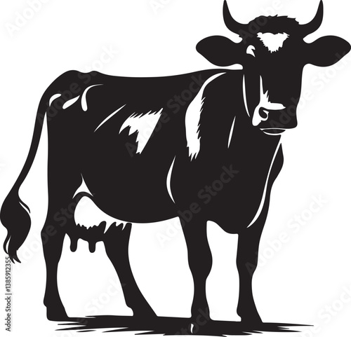 Cow black silhouette vector