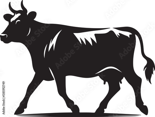 Cow black silhouette vector