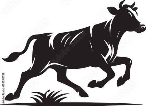 Cow black silhouette vector