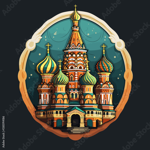 Saint Basil's Cathedral hand-drawn comic illustration. Cathedral of Vasily the Blessed. Vector doodle style cartoon illustration