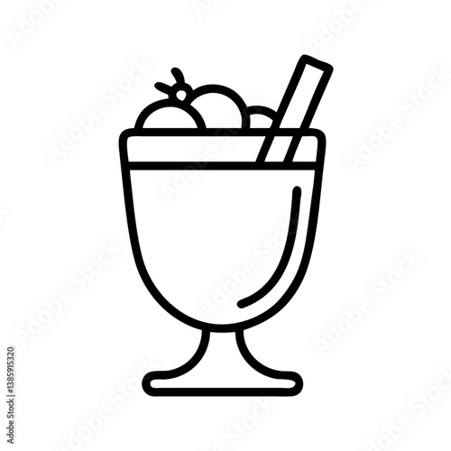 Ice cream sundae dessert vector line art illustration for menu and graphic design template element one hundred
