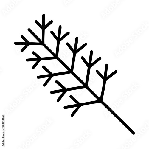 Botanical illustration of a dill plant branch for nature and cooking themed designs and decoration needs