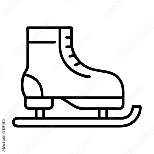 Ice skating boot equipment vector icon for winter sports and recreational activities outline illustration 