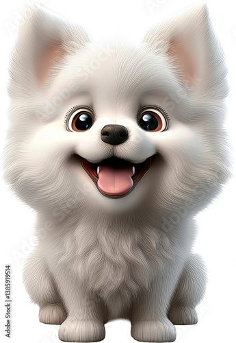 perro, pomerania, mascota, cachorro, blanco, spitz, aislada, animal, cuca, engendrar, café, retrato,