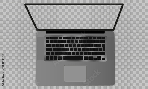 Laptop modern frameless with blank screen isolated on transparent background - super high detailed photorealistic