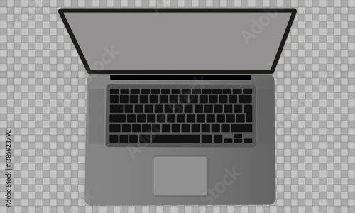 Laptop modern frameless with blank screen isolated on transparent background - super high detailed photorealistic