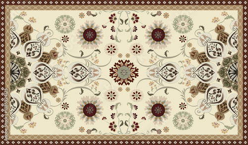 Vintage Arabic pattern. Persian colored carpet. Rich ornament for fabric design, handmade, interior decoration, textiles. antique background.	