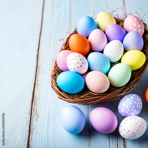 Wallpaper Mural colorful easter eggs in a basket Torontodigital.ca