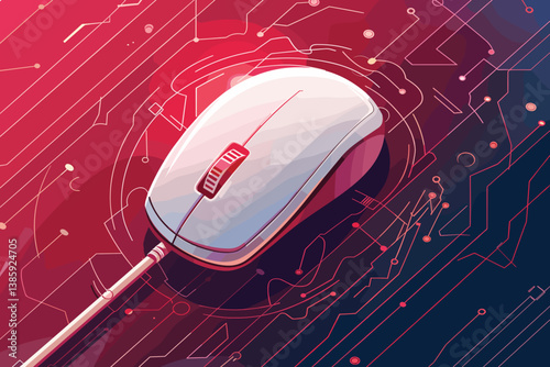 Digital illustration of a mouse in   colour background	